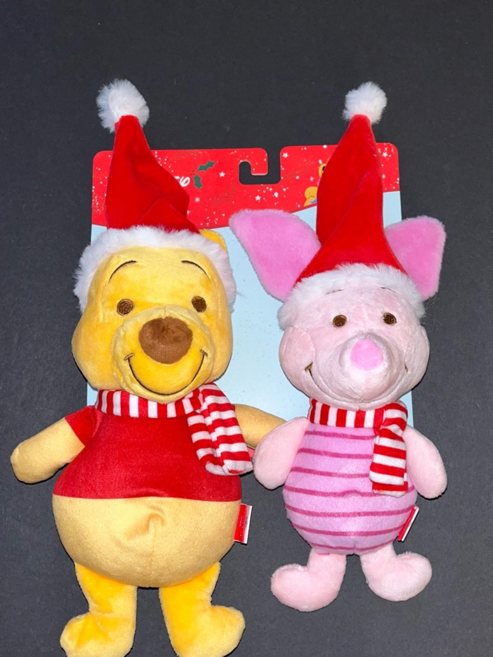 NWT Disney Winnie the Pooh Piglet Christmas Dog Toys 2 Pack Plush